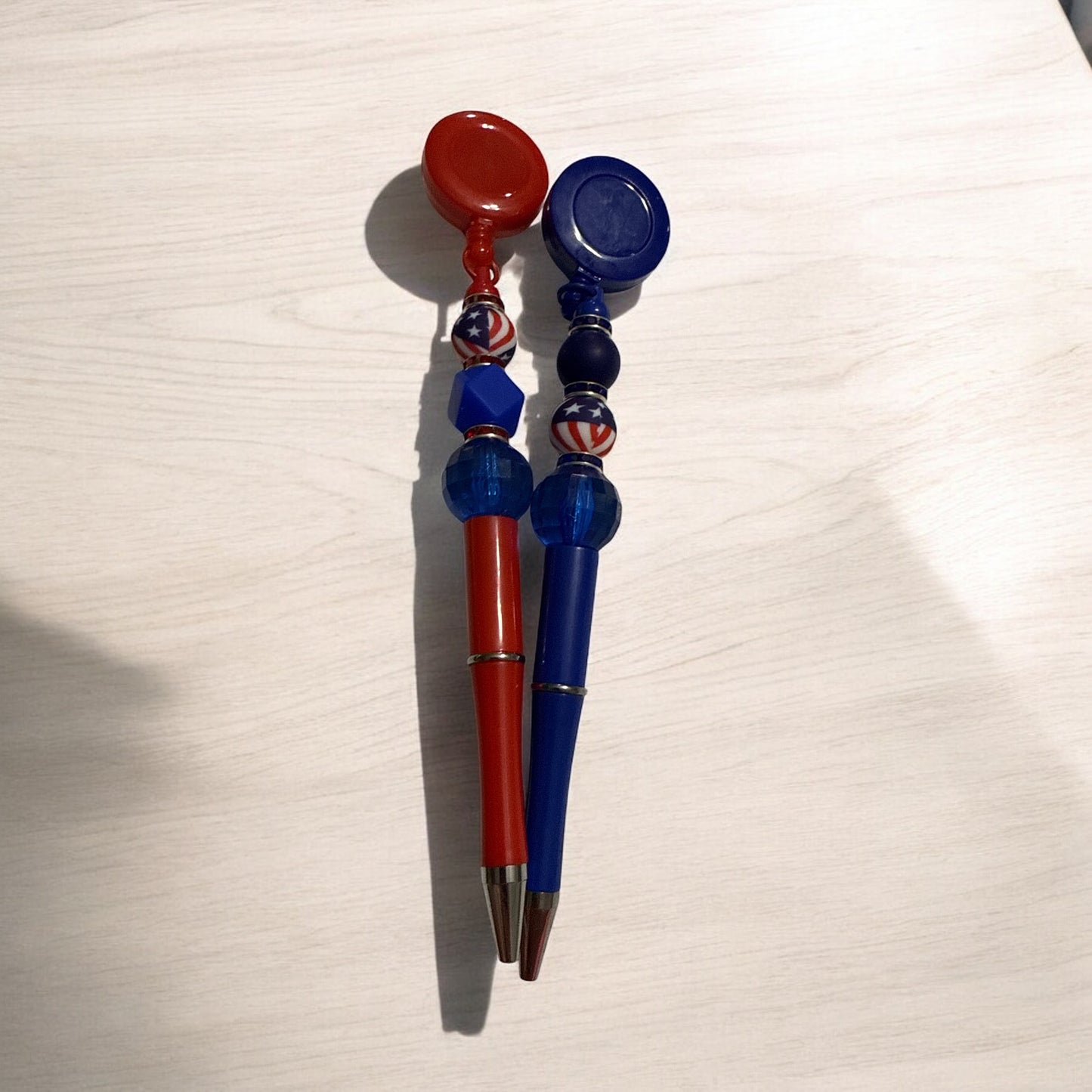 Red White Blue Retractable Beaded Pens