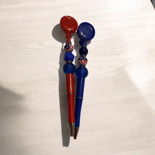 Red White Blue Retractable Beaded Pens