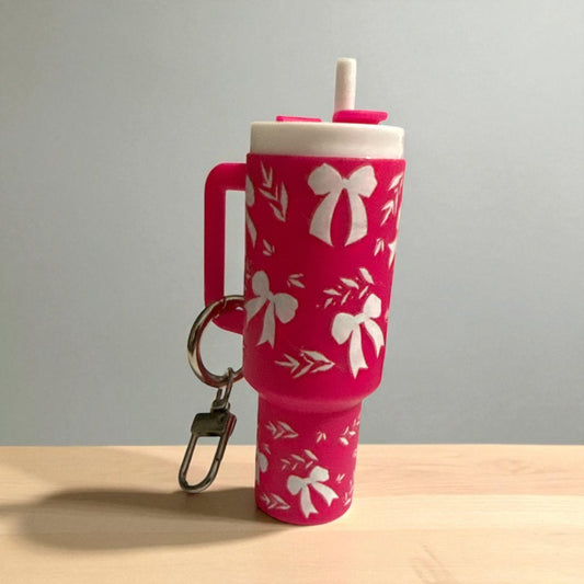 Hot Pink Bows Mini tumbler Keychain